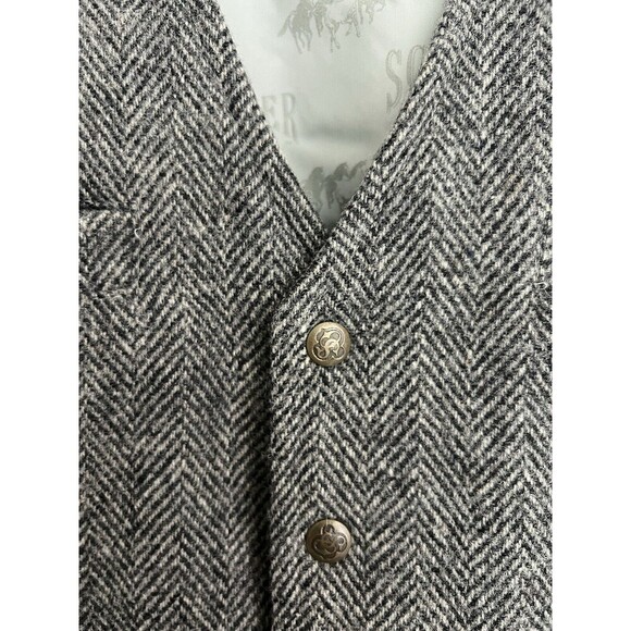 SCHAEFER Western Wool Vest Size Large Gray Herringbone McClure Style 707 USA - Picture 4 of 6